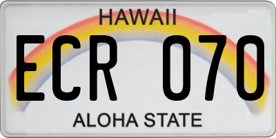 HI license plate ECR070
