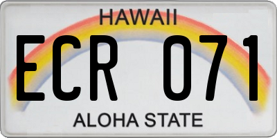 HI license plate ECR071