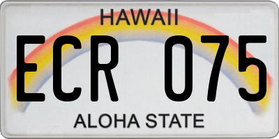 HI license plate ECR075