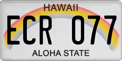 HI license plate ECR077