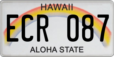 HI license plate ECR087