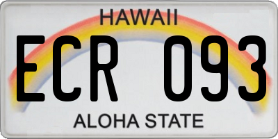 HI license plate ECR093