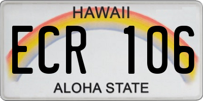 HI license plate ECR106