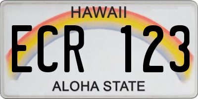 HI license plate ECR123