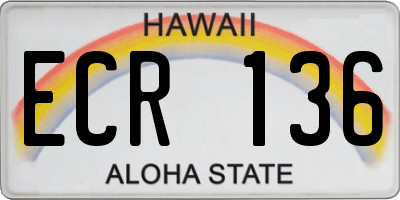 HI license plate ECR136
