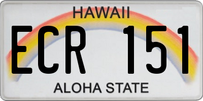 HI license plate ECR151