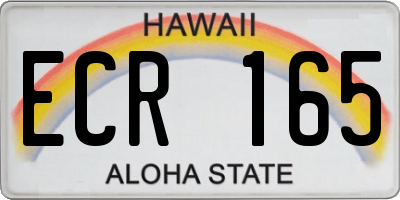 HI license plate ECR165