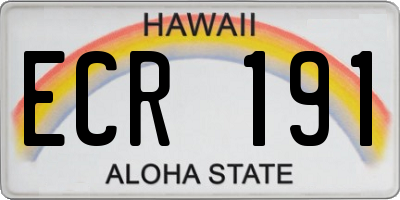 HI license plate ECR191