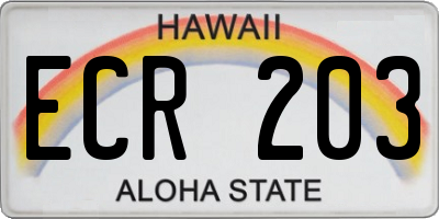 HI license plate ECR203