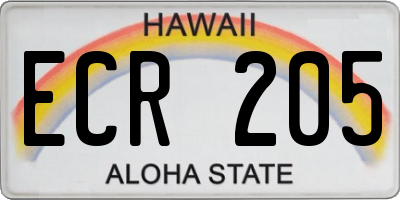 HI license plate ECR205