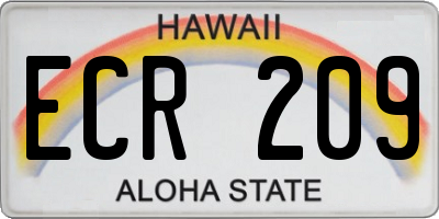 HI license plate ECR209