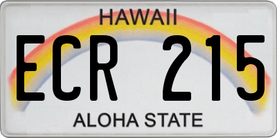 HI license plate ECR215