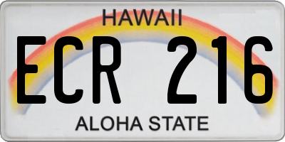HI license plate ECR216