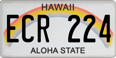 HI license plate ECR224