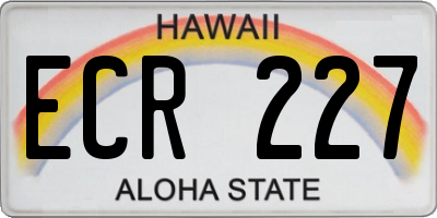 HI license plate ECR227