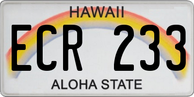 HI license plate ECR233