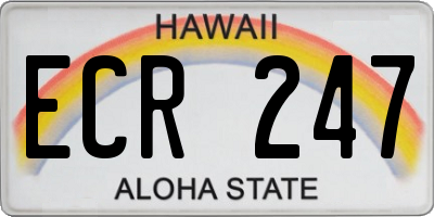 HI license plate ECR247
