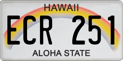HI license plate ECR251