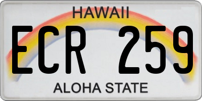 HI license plate ECR259