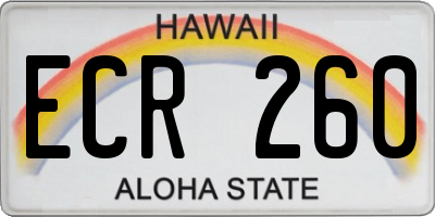 HI license plate ECR260