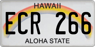 HI license plate ECR266