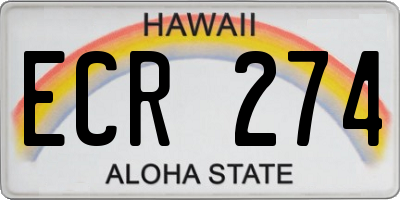 HI license plate ECR274
