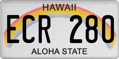 HI license plate ECR280