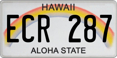 HI license plate ECR287