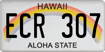 HI license plate ECR307