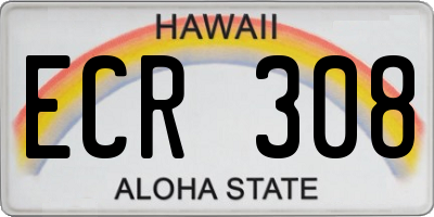 HI license plate ECR308