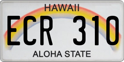 HI license plate ECR310