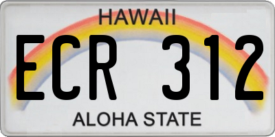 HI license plate ECR312