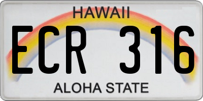 HI license plate ECR316