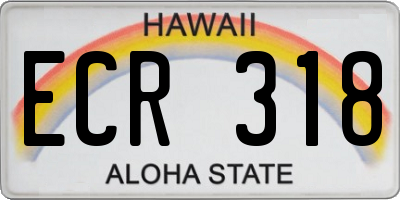 HI license plate ECR318