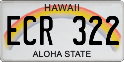 HI license plate ECR322