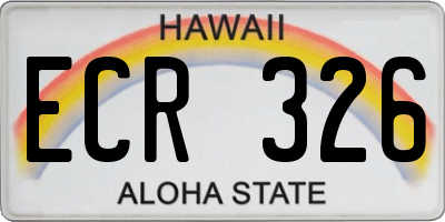 HI license plate ECR326