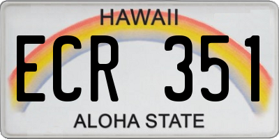 HI license plate ECR351