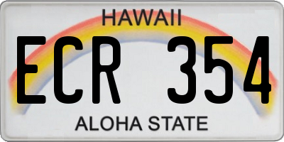 HI license plate ECR354