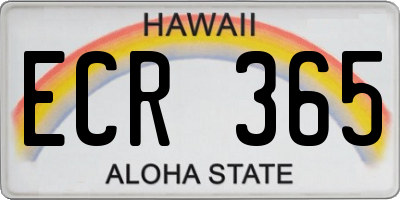 HI license plate ECR365
