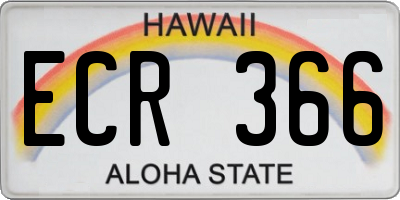 HI license plate ECR366