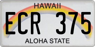 HI license plate ECR375