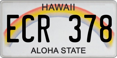 HI license plate ECR378