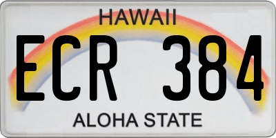HI license plate ECR384