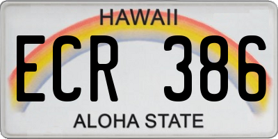 HI license plate ECR386