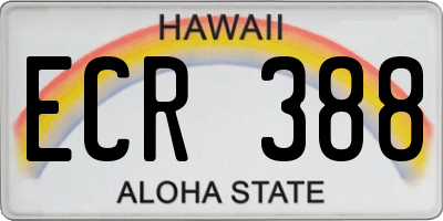 HI license plate ECR388