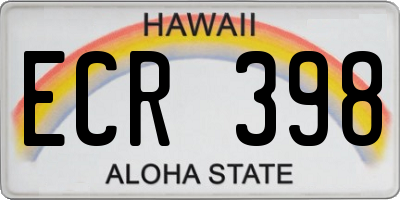 HI license plate ECR398