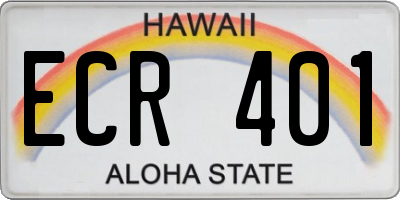 HI license plate ECR401