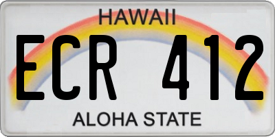 HI license plate ECR412