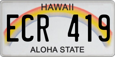 HI license plate ECR419