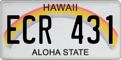 HI license plate ECR431